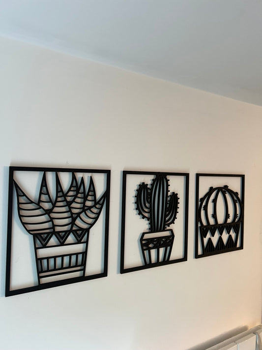 Framed cactus trio-cactus wall art
