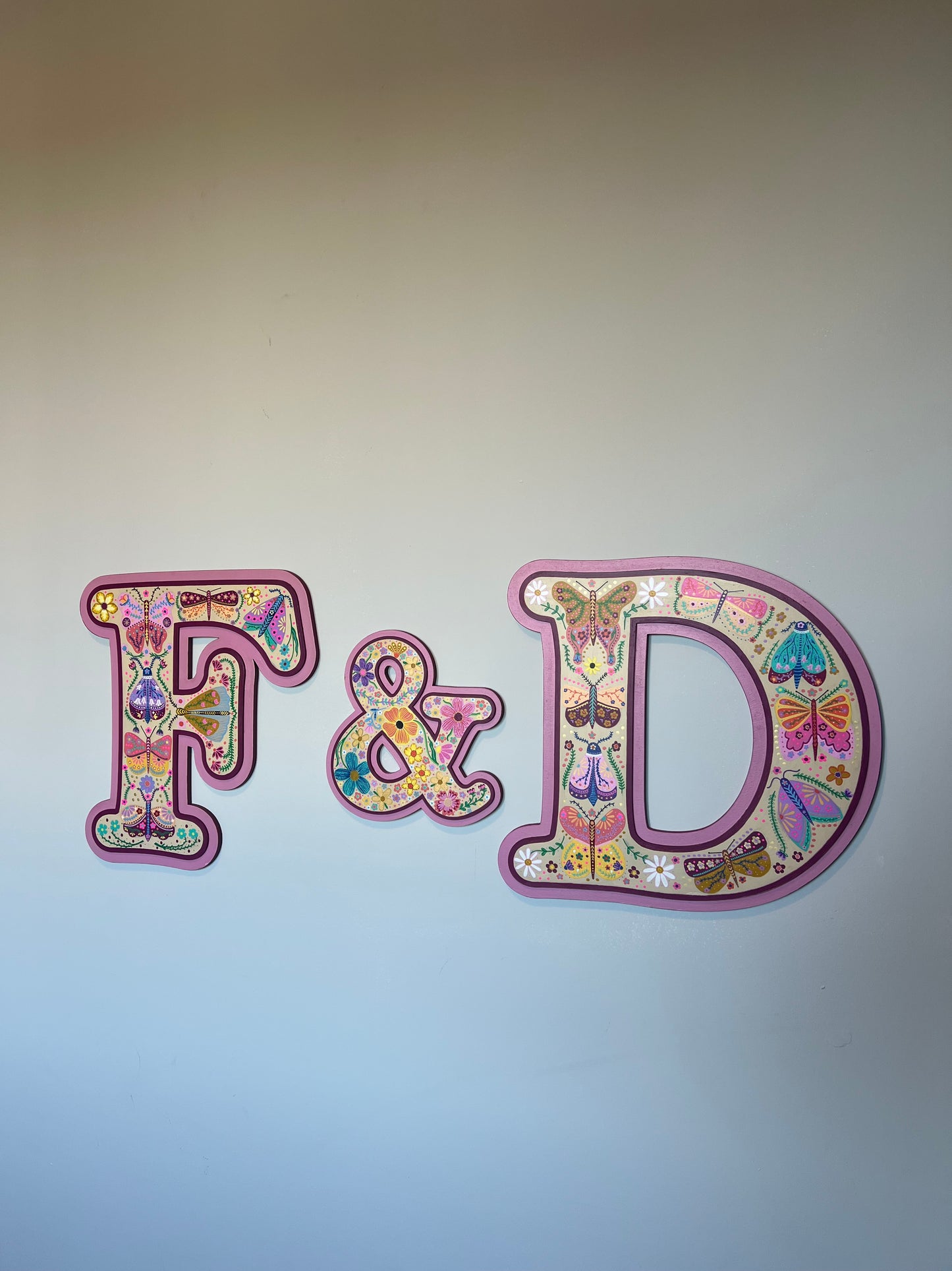 (Plum and pink) Bespoke Colourful Hand painted Butterfly Sign