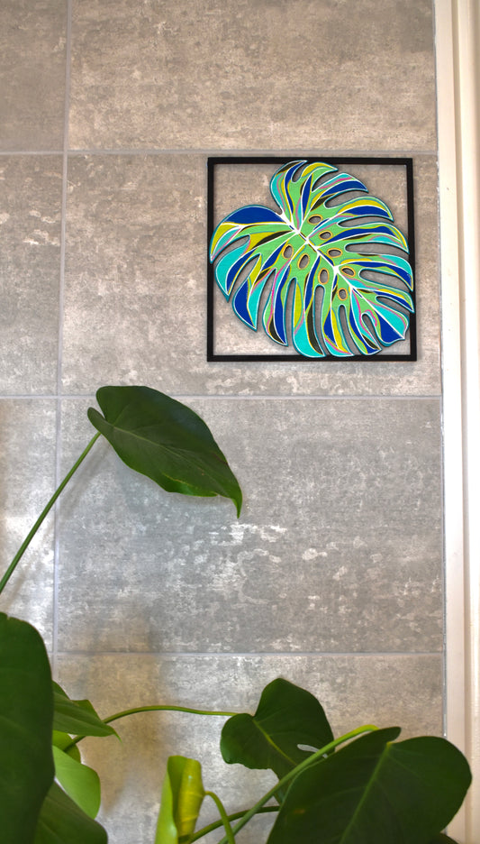 One-off Hand painted monstera leaf art