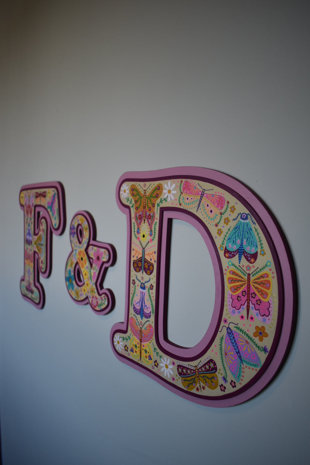 (Plum and pink) Bespoke Colourful Hand painted Butterfly Sign