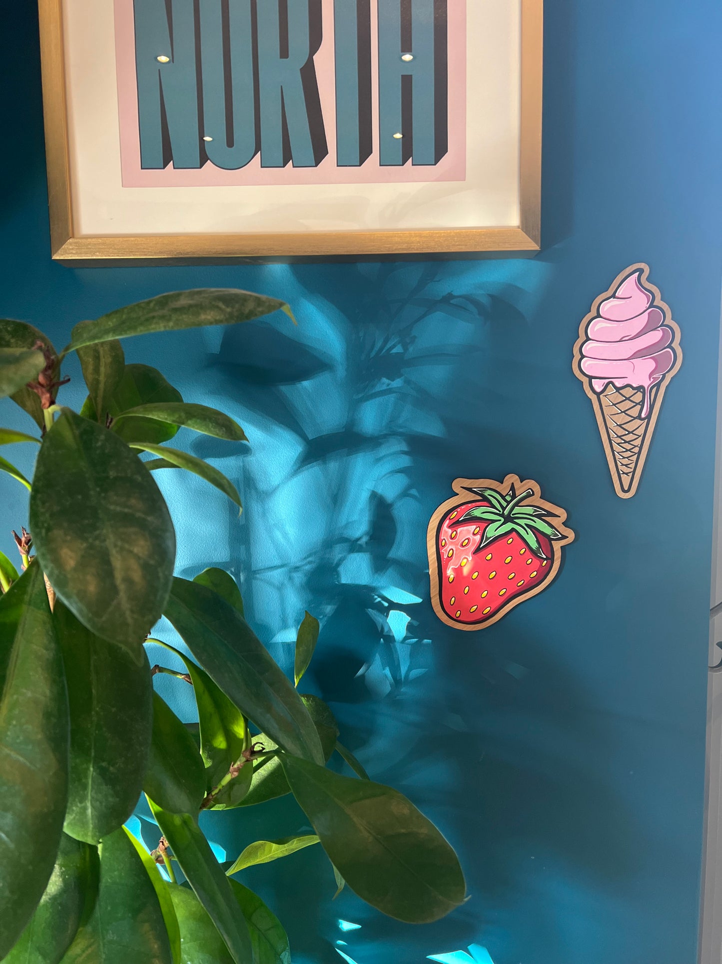 hand painted strawberry wall sign