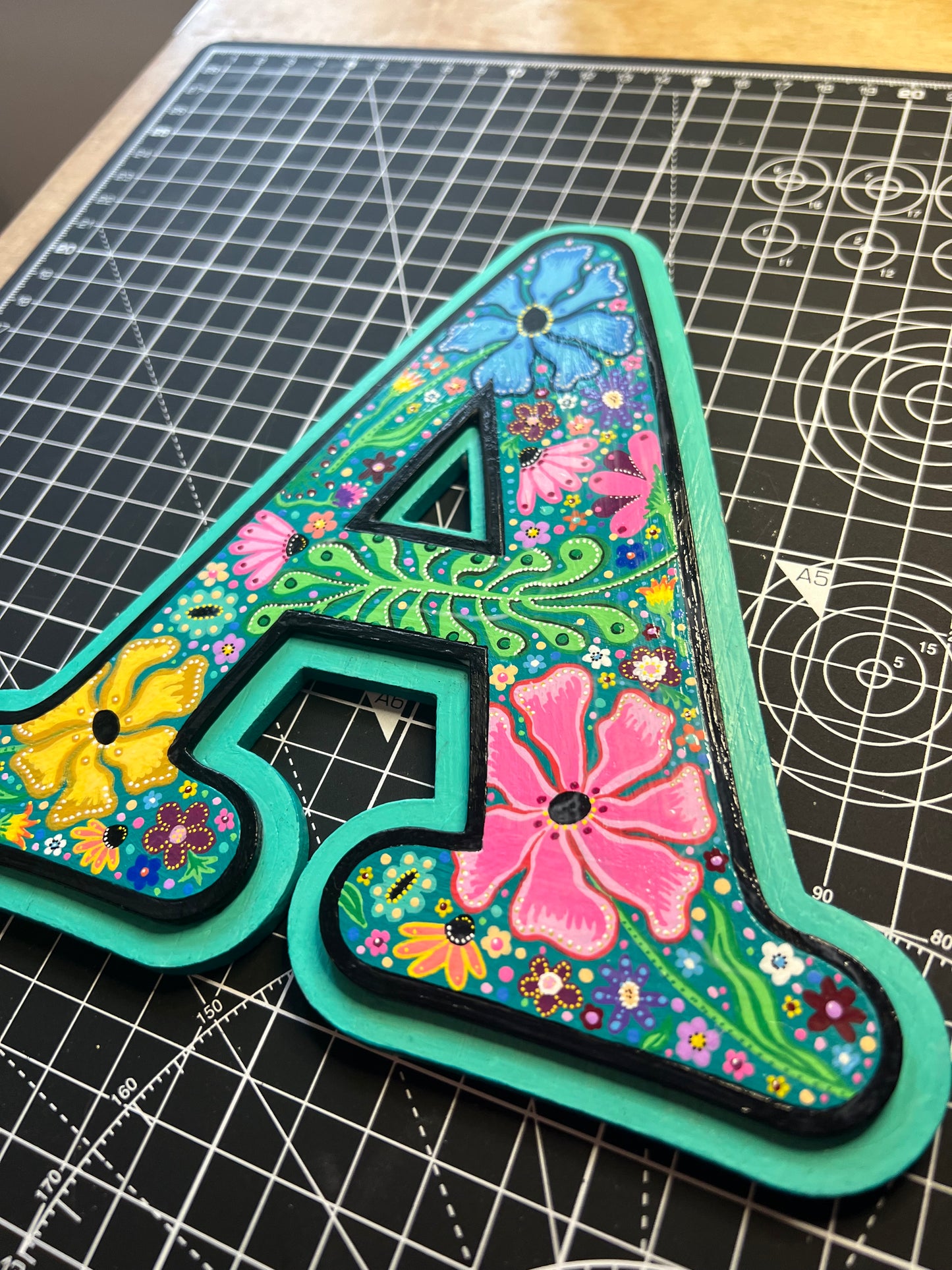 Custom colourful-Hand painted initials-floral pattern