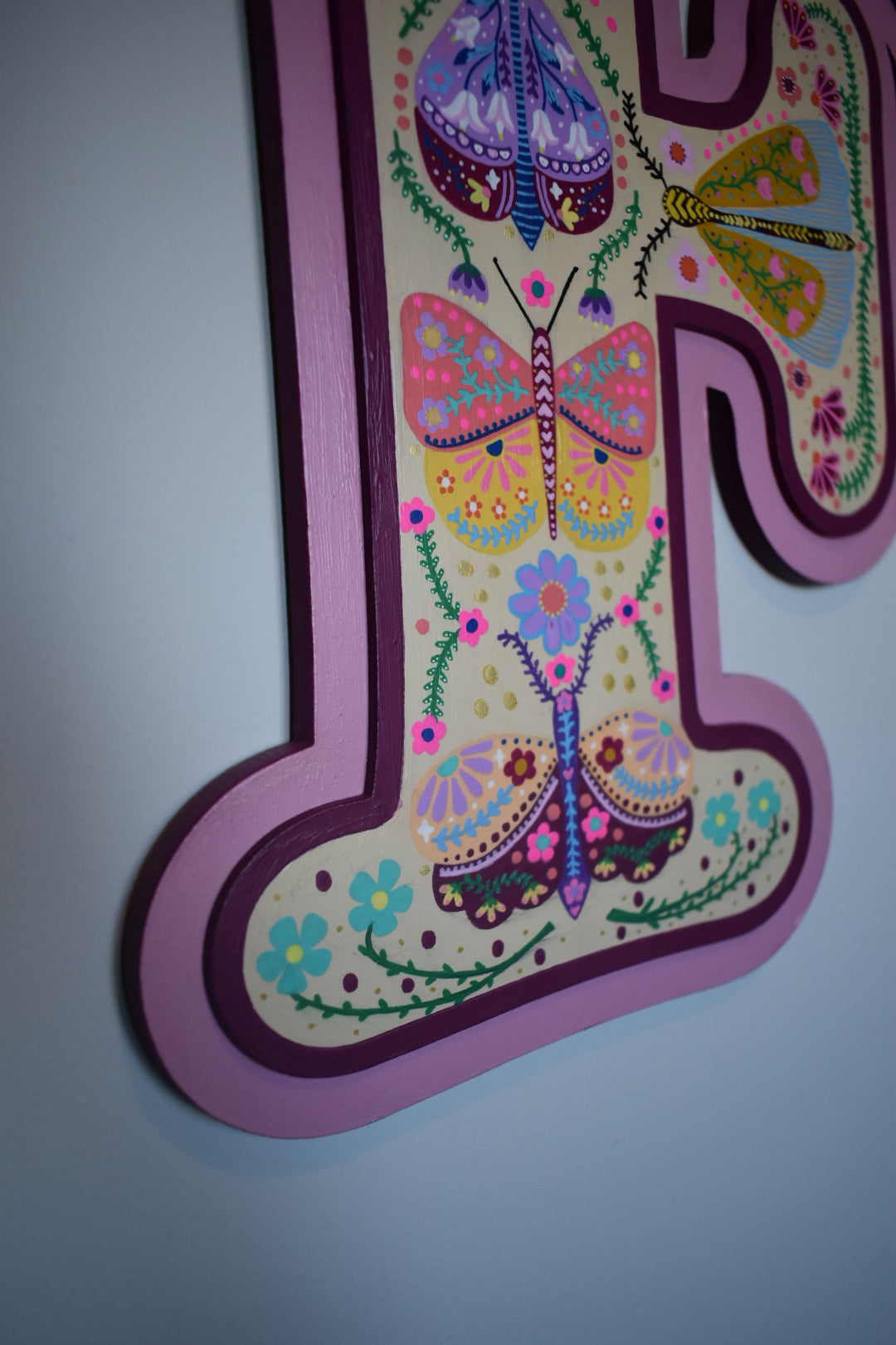 (Plum and pink) Bespoke Colourful Hand painted Butterfly Sign