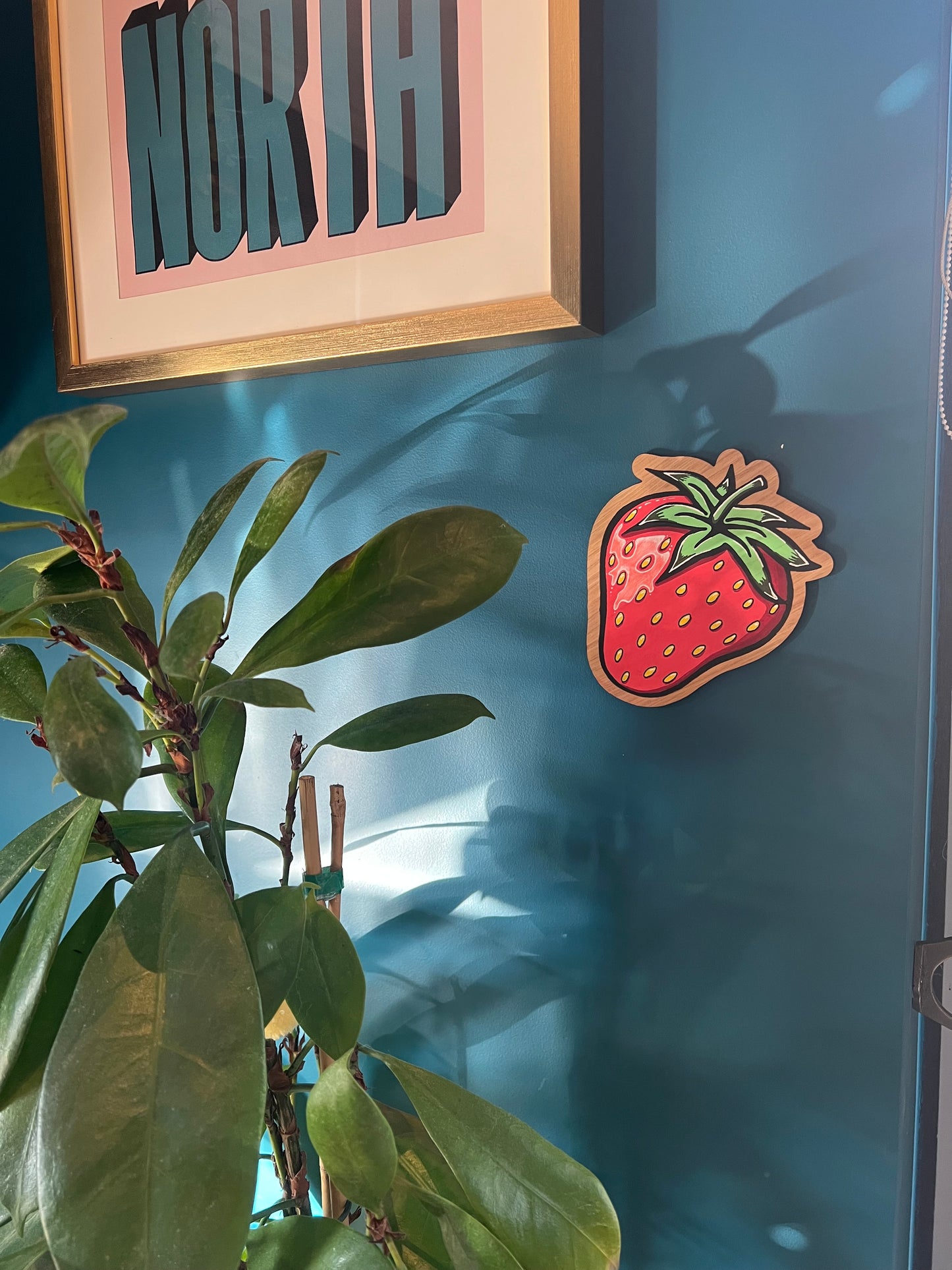 hand painted strawberry wall sign