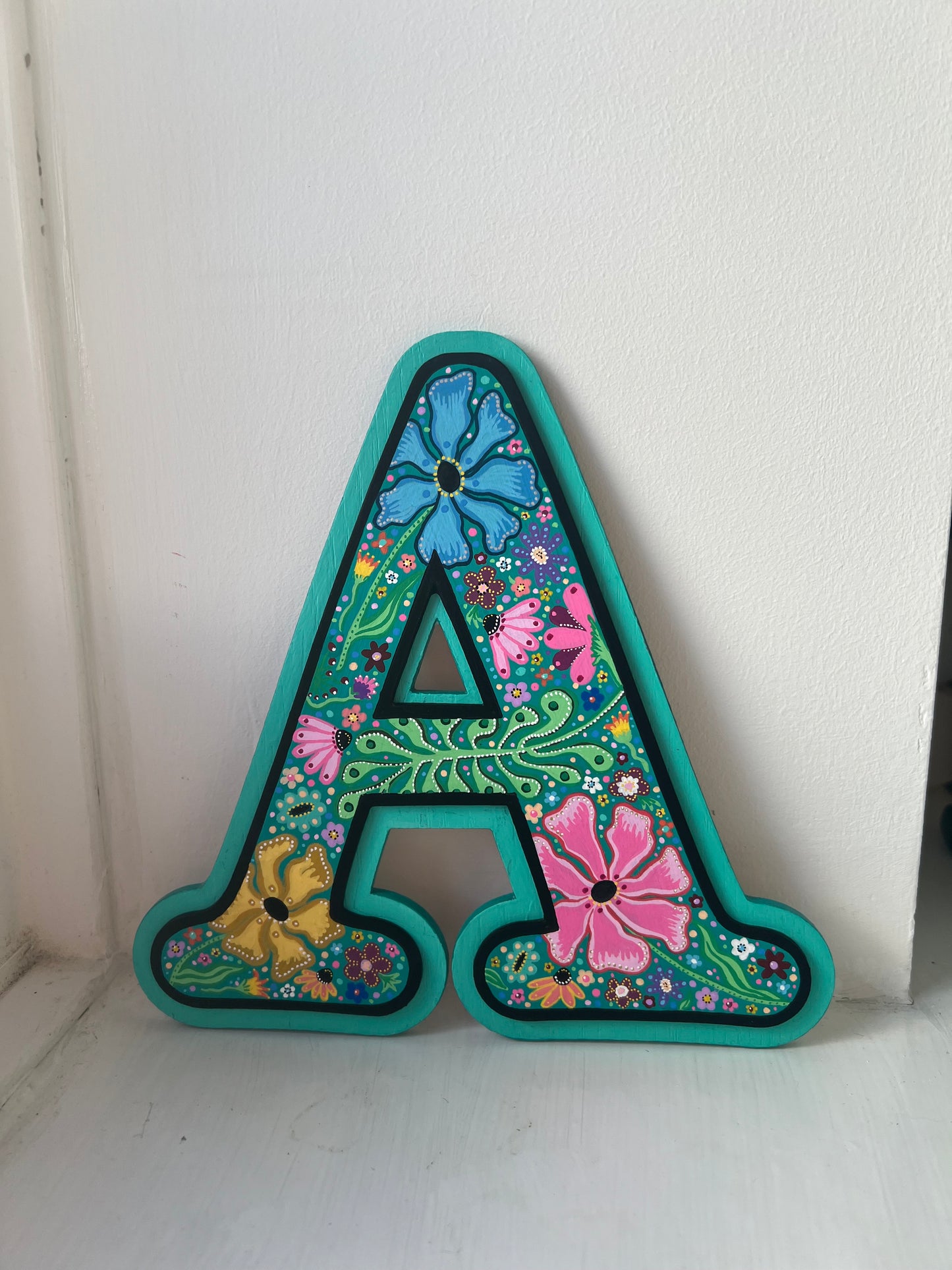 Custom colourful-Hand painted initials-floral pattern