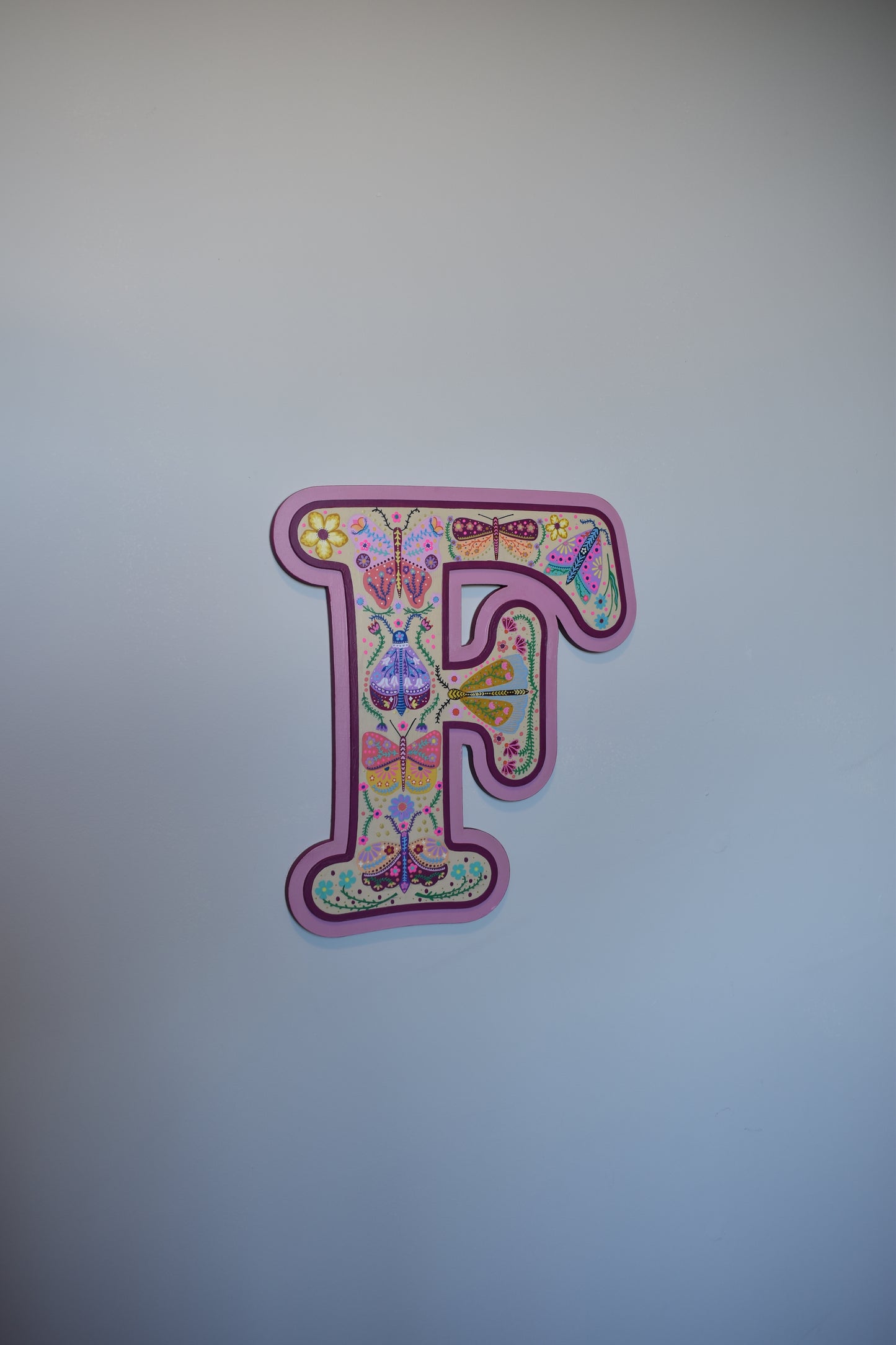 (Plum and pink) Bespoke Colourful Hand painted Butterfly Sign