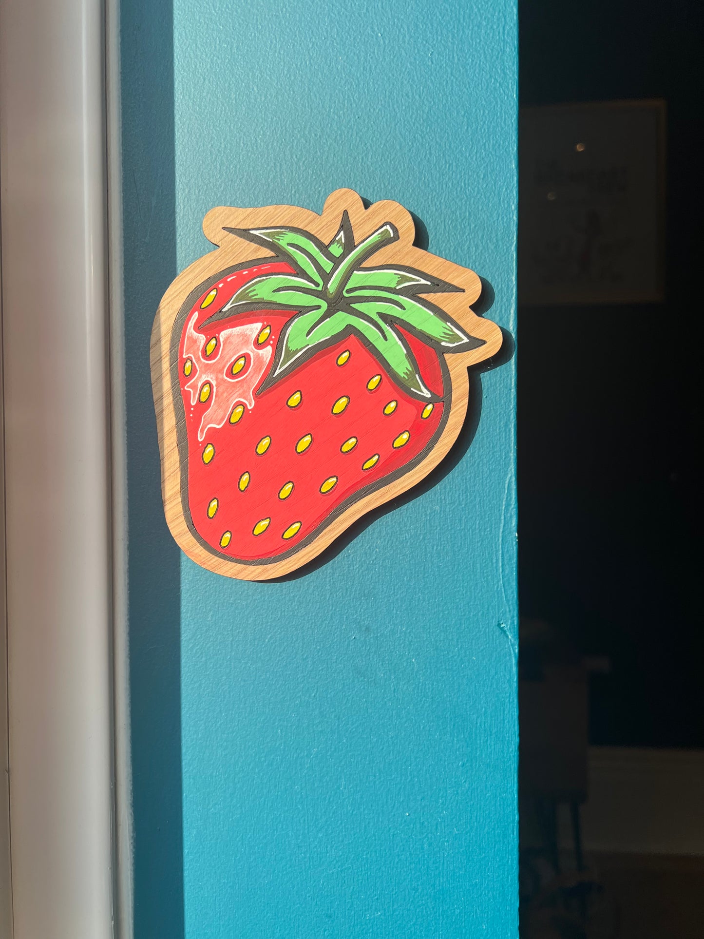 hand painted strawberry wall sign