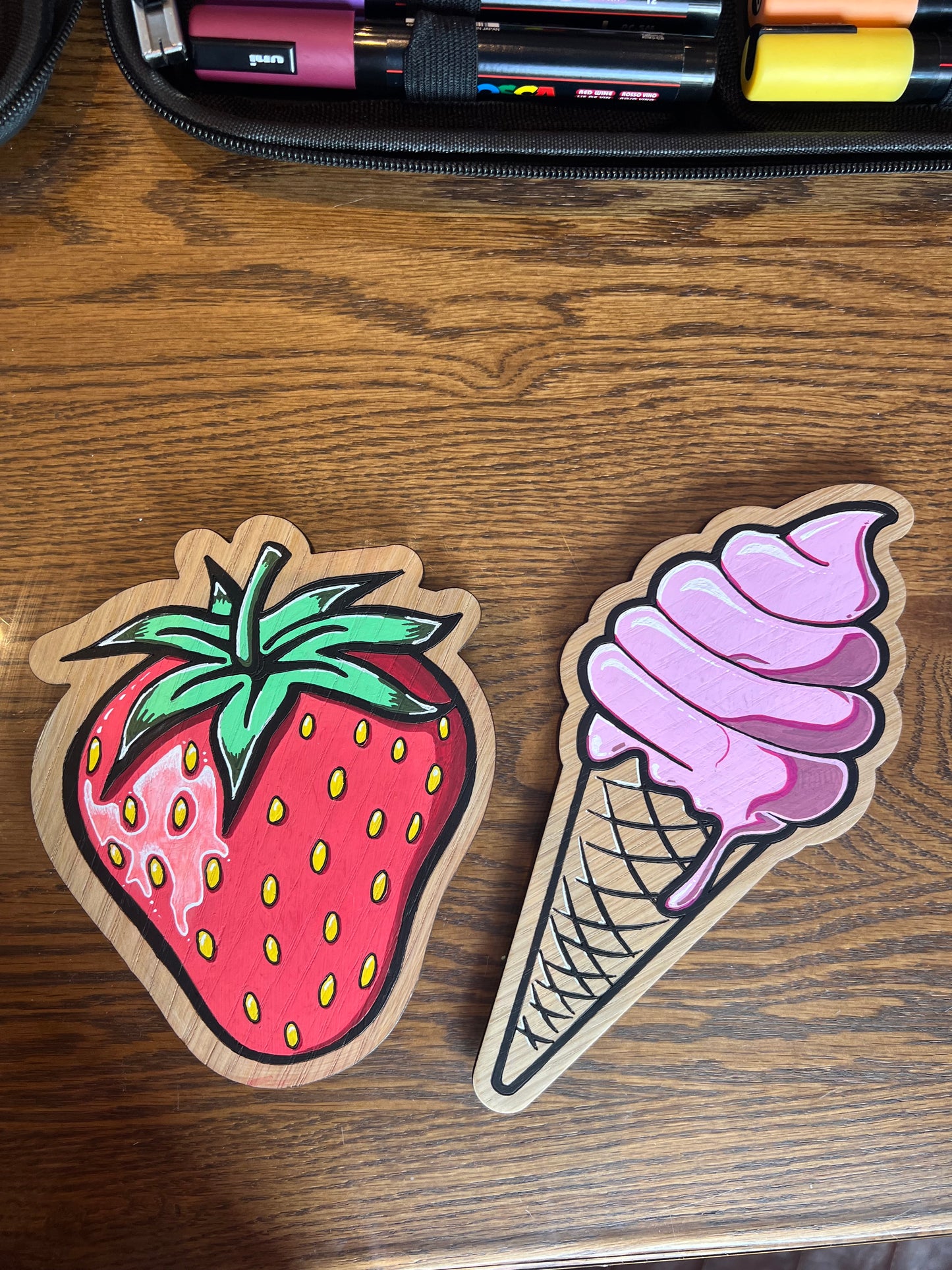 hand painted strawberry wall sign