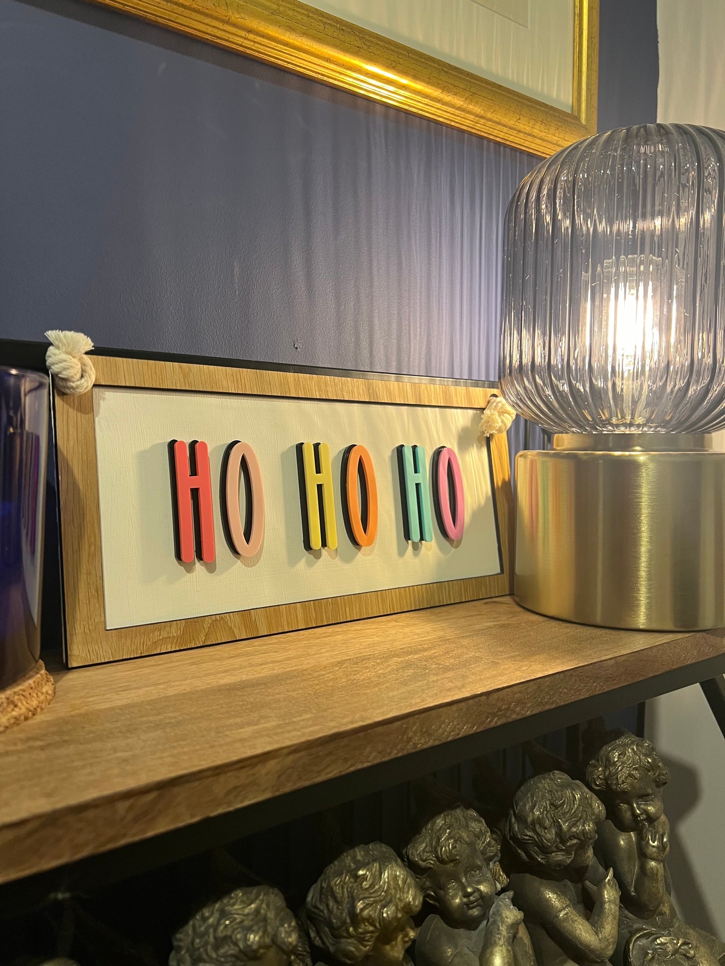 Colourful Ho Ho Ho hanging Christmas sign