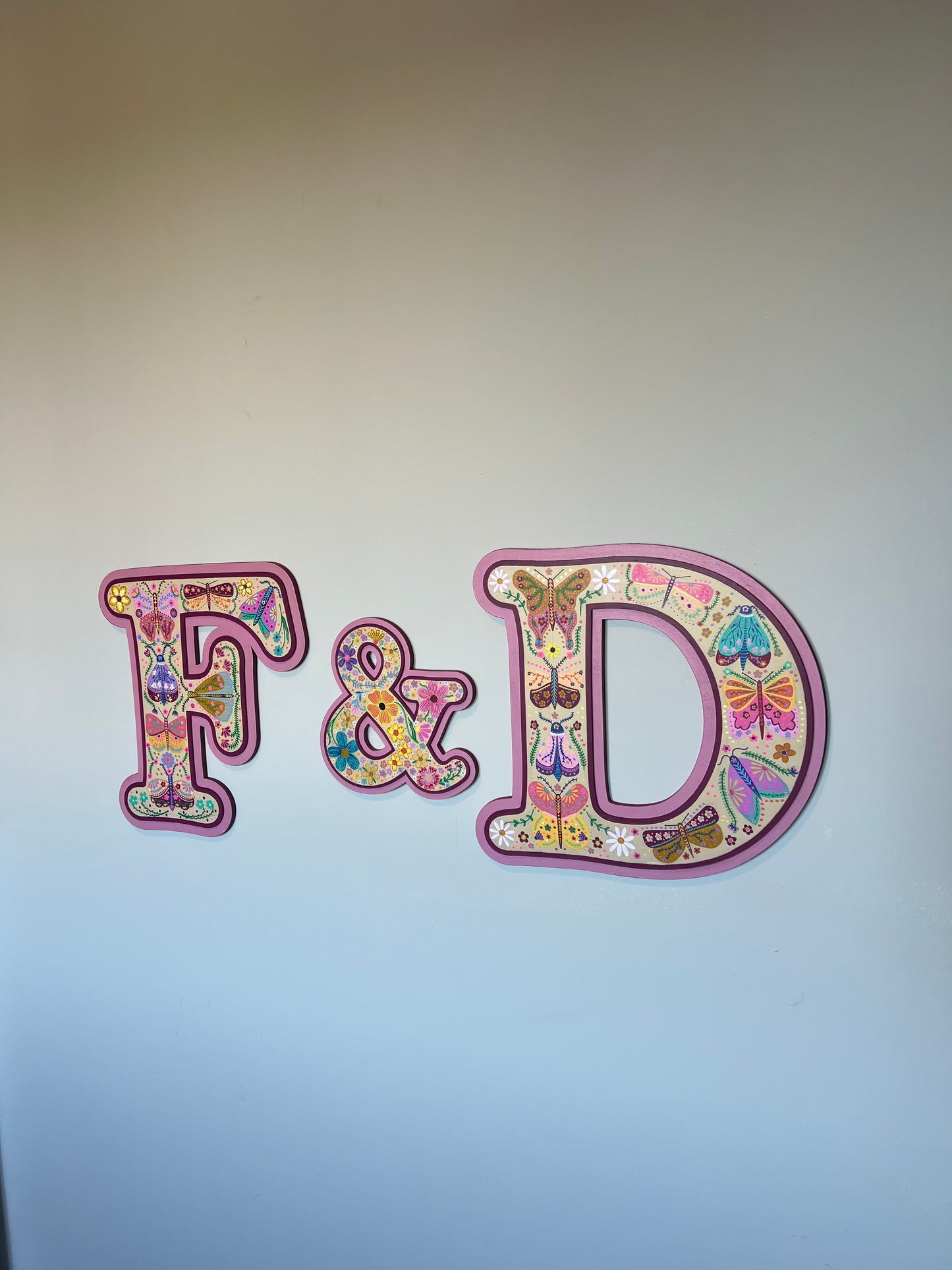 (Plum and pink) Bespoke Colourful Hand painted Butterfly Sign