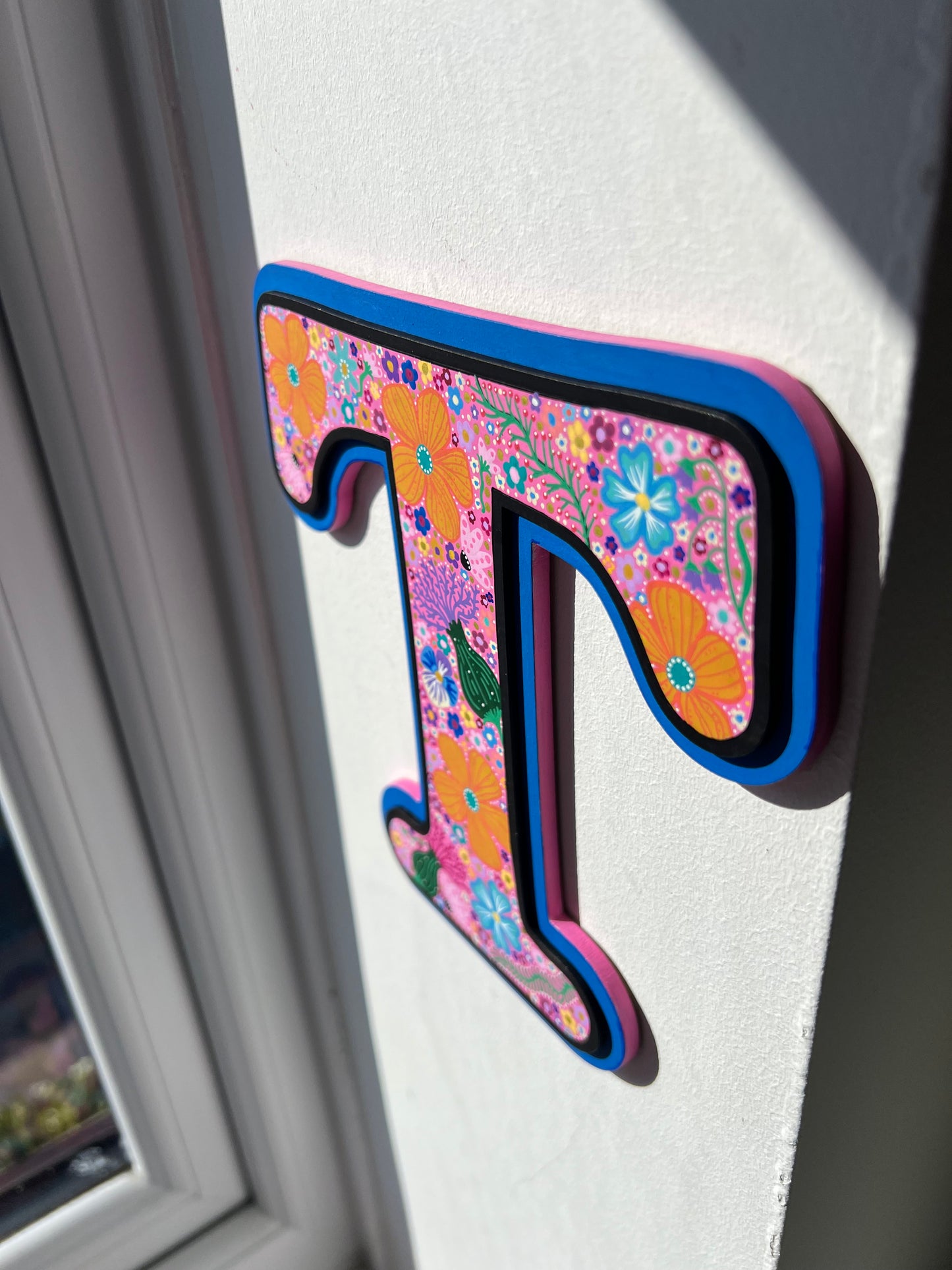 Custom colourful-Hand painted initials-floral pattern