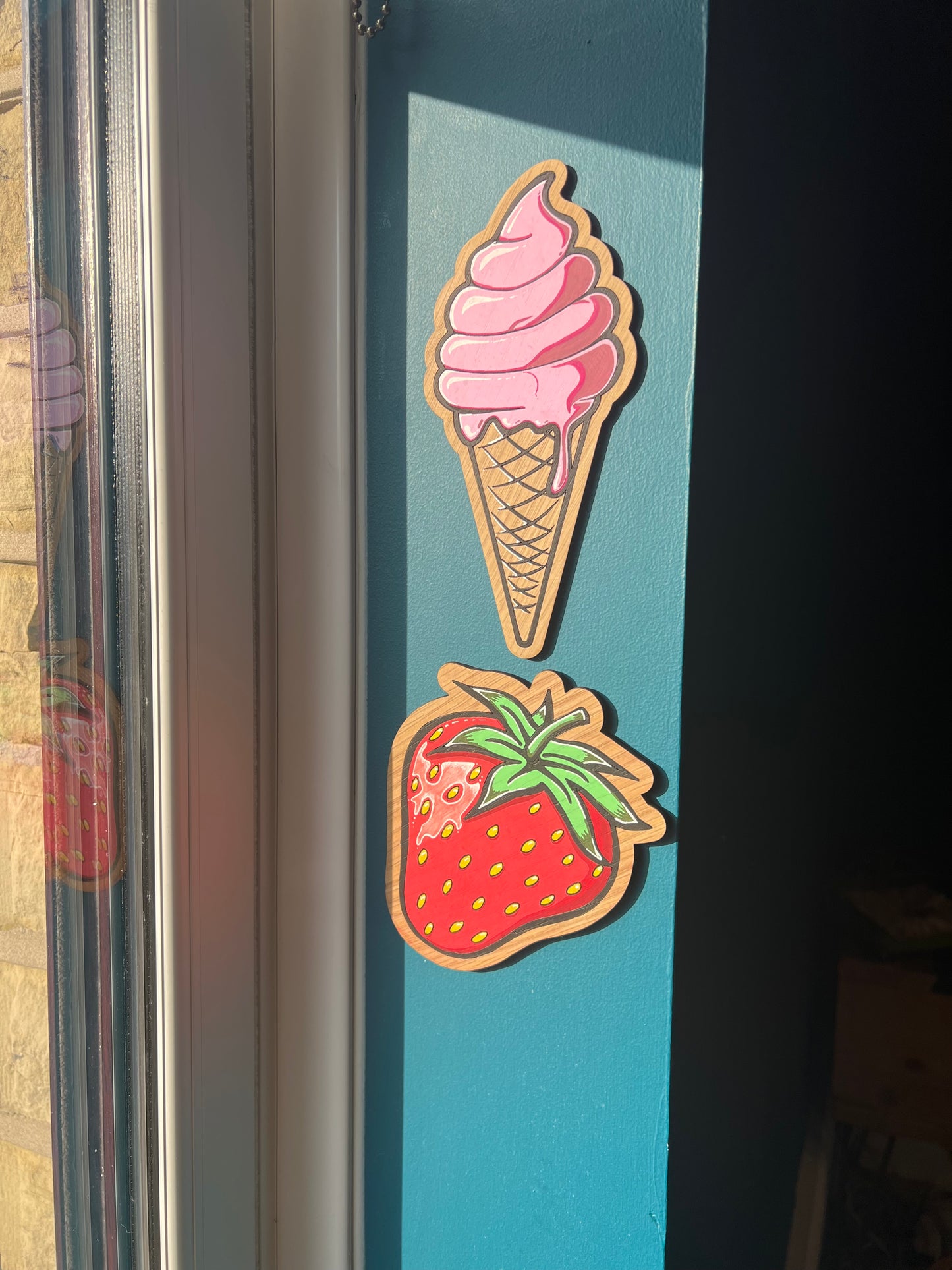 hand painted strawberry wall sign