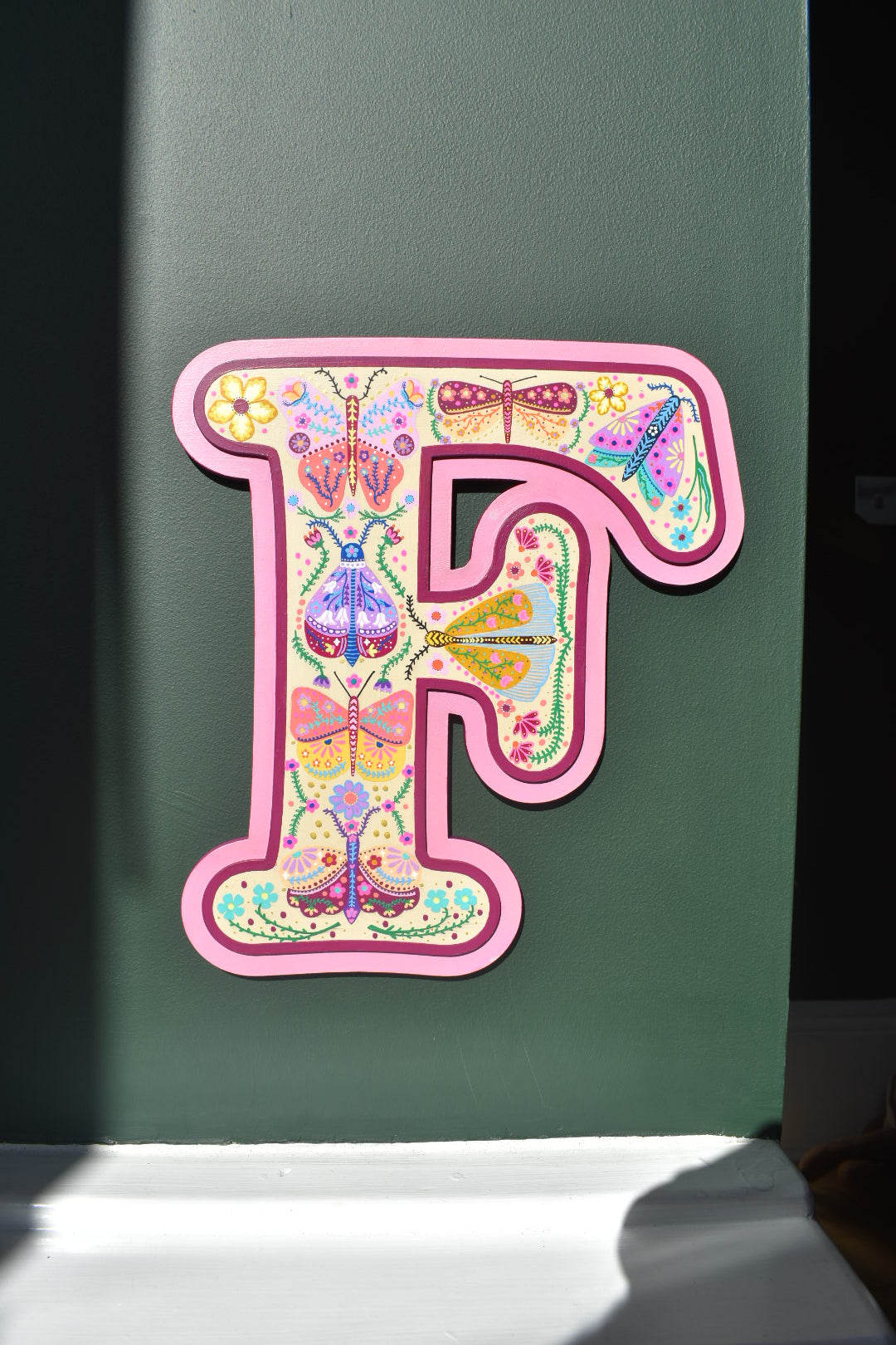 (Plum and pink) Bespoke Colourful Hand painted Butterfly Sign