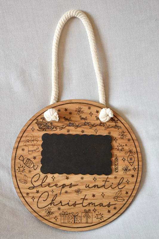 Sleeps until Christmas hanging plaque-Christmas plaque