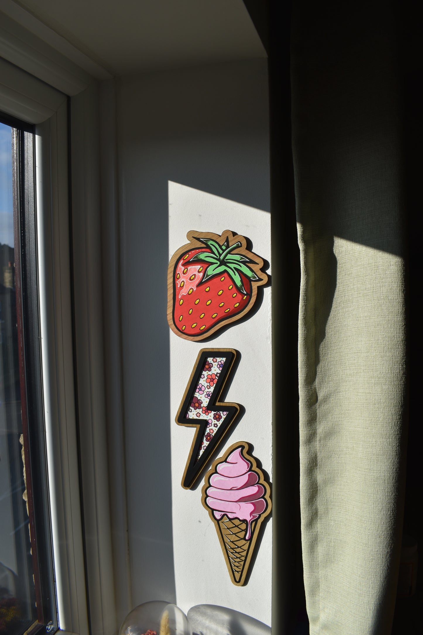 hand painted strawberry wall sign