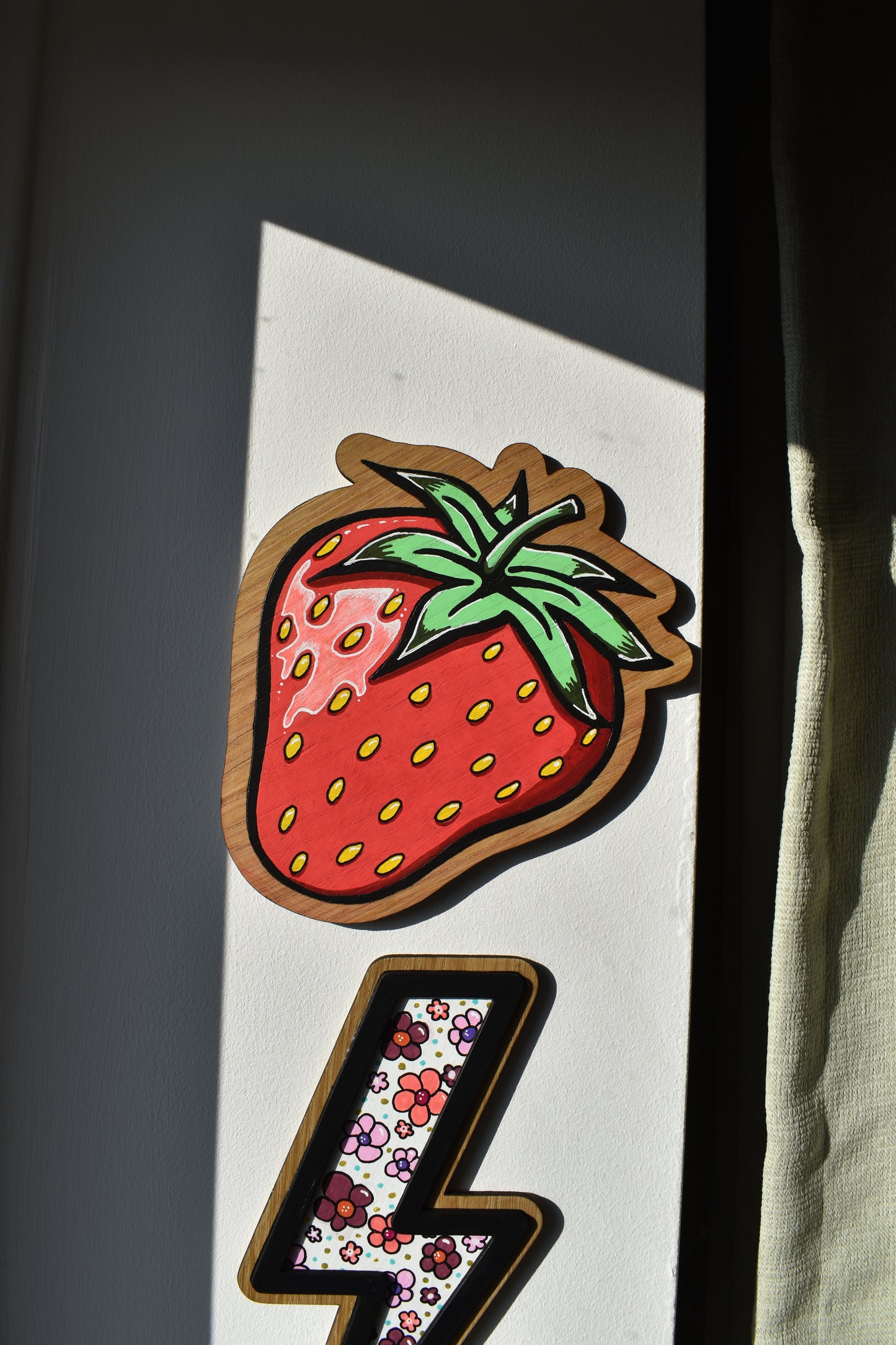 hand painted strawberry wall sign