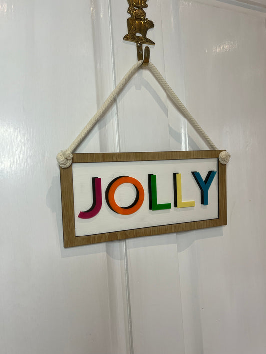 Colourful Jolly hanging Christmas sign