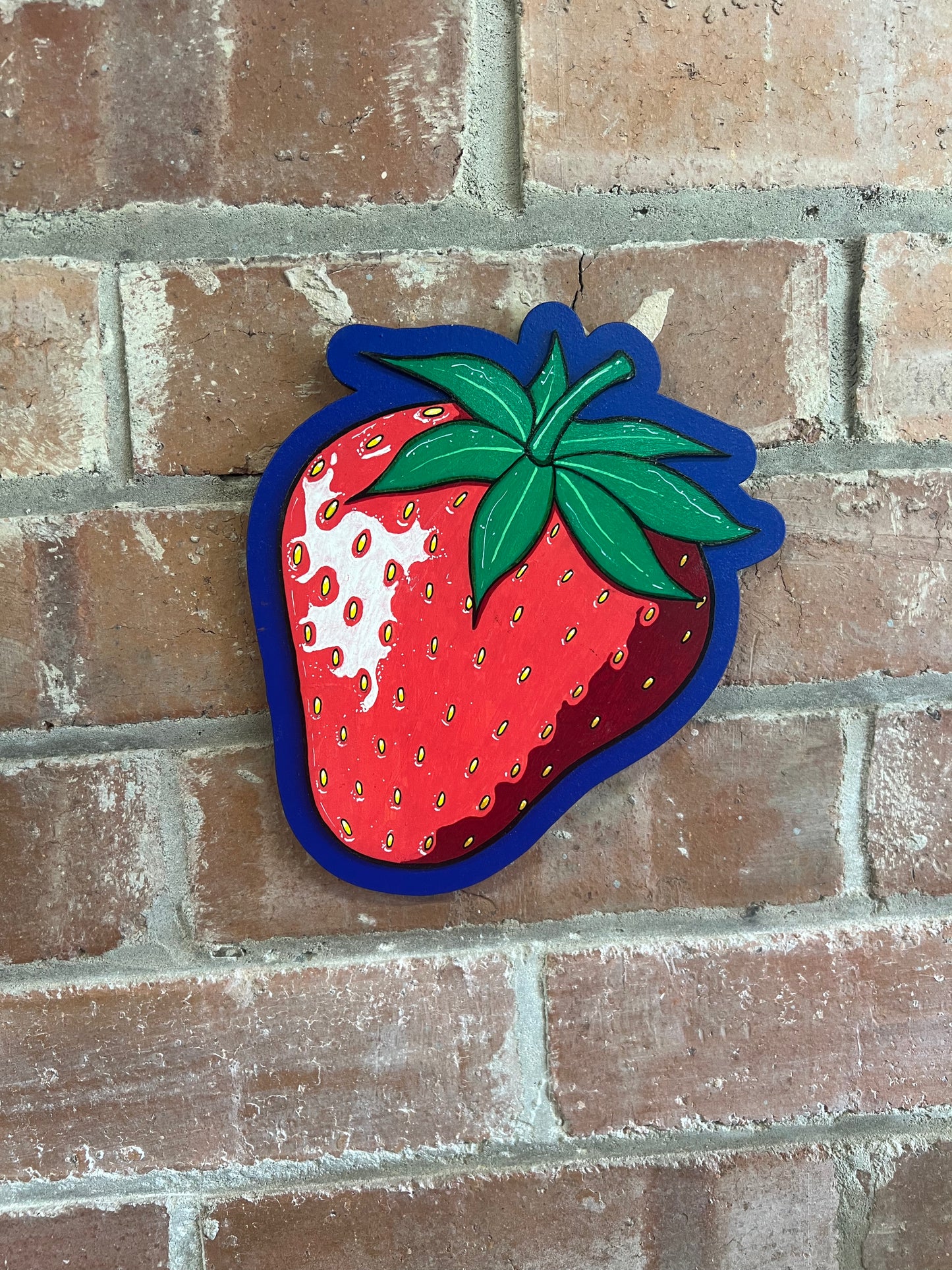 Two layer, hand painted strawberry wall sign