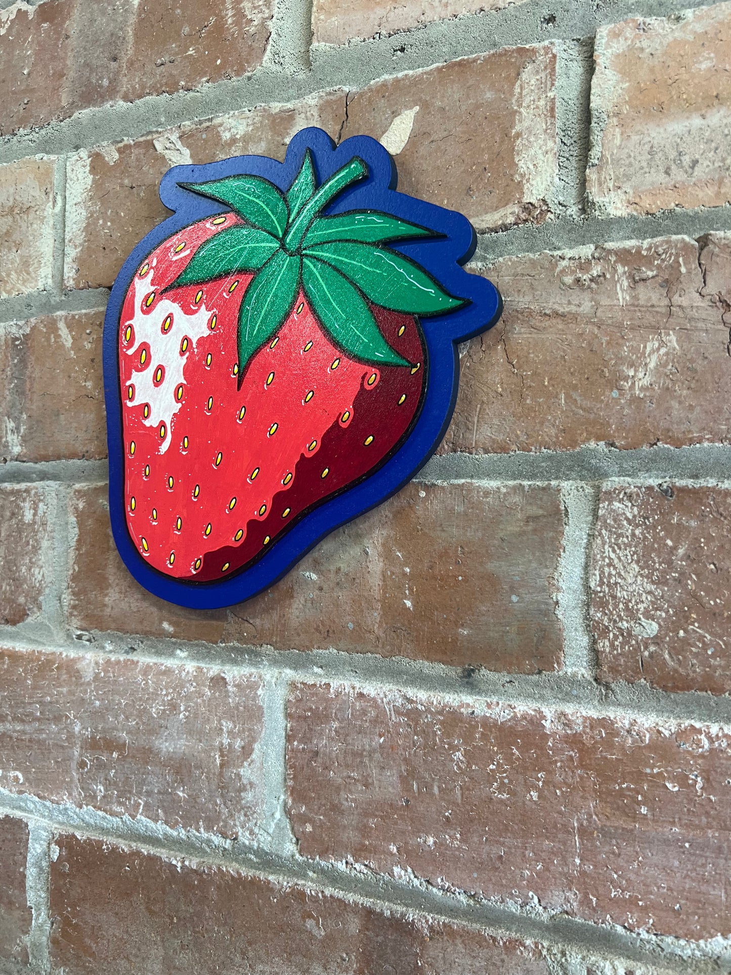 Two layer, hand painted strawberry wall sign