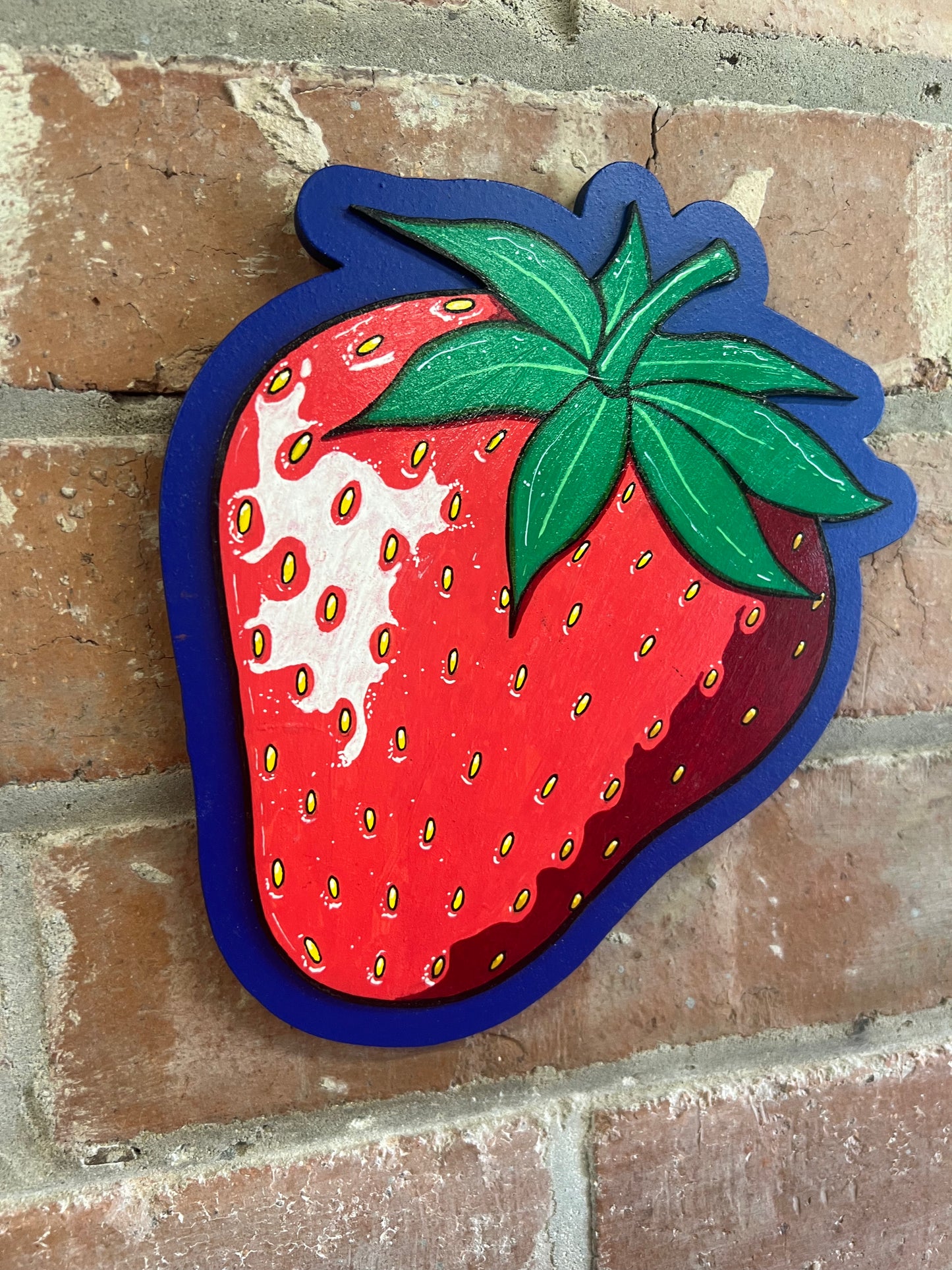 Two layer, hand painted strawberry wall sign