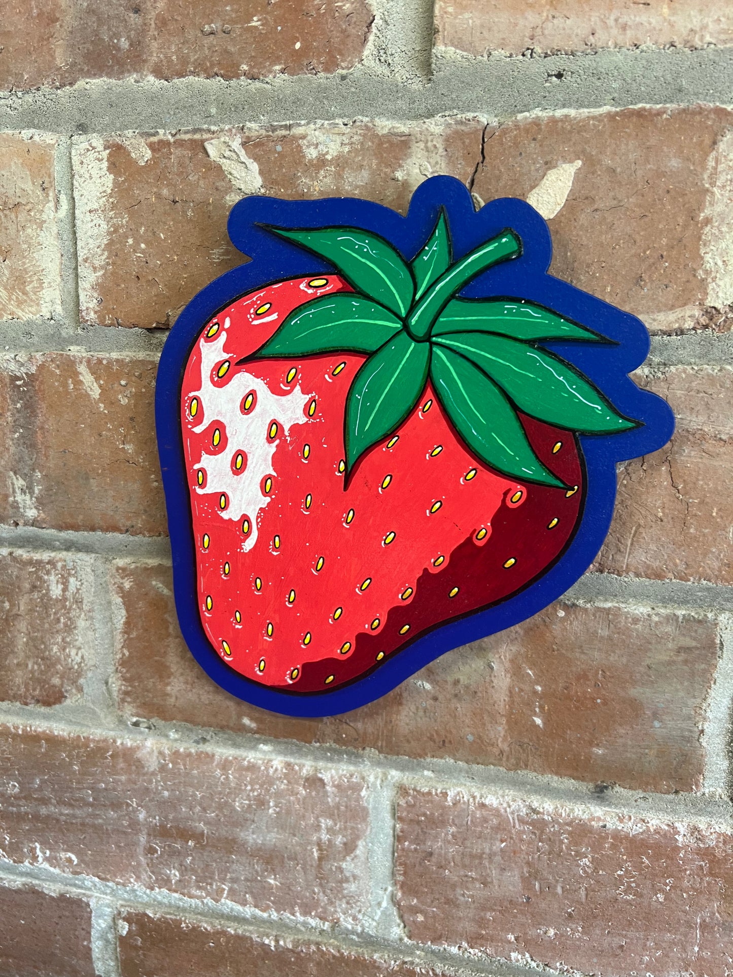 Two layer, hand painted strawberry wall sign