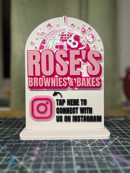 Tap to connect- Social media  sign -eco friendly business card alternative-tap your phone to go straight to your social media page