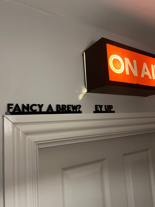 Fancy a brew? architrave/picture frame sign-funky signs for the home-Yorkshire phrase sign