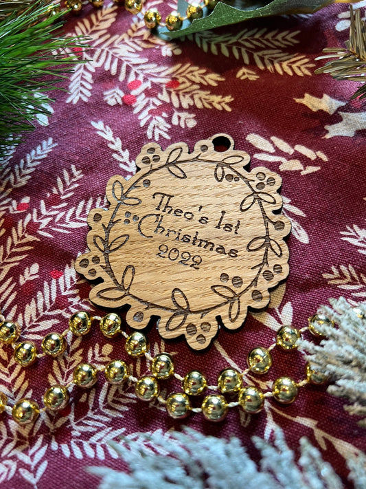 Baby’s first Christmas bauble-personalised Christmas bauble