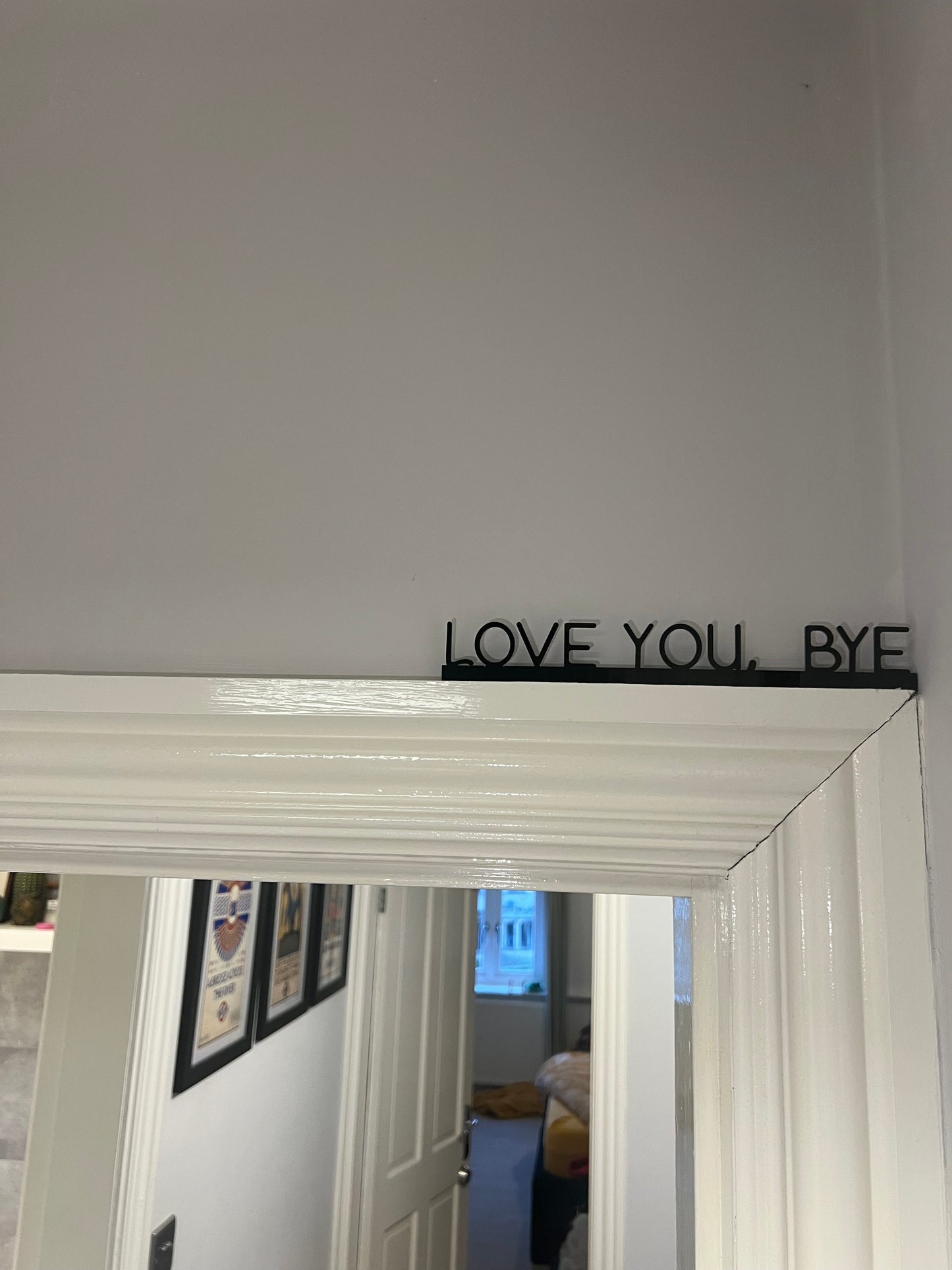 Architrave sign-door topper-Love you bye-quirky signs-doorway sign
