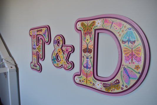 (Plum and pink) Bespoke Colourful Hand painted Butterfly Sign