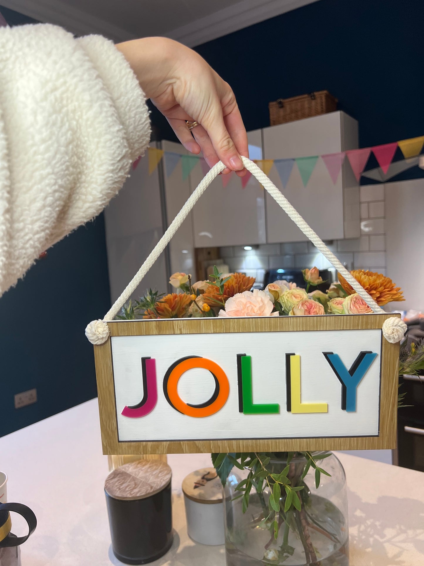 Colourful Jolly hanging Christmas sign