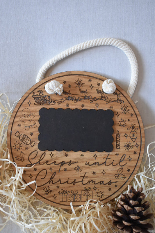 Sleeps until Christmas hanging plaque-Christmas plaque