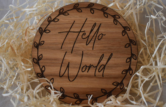 Hello World-Newborn Announcement plaque