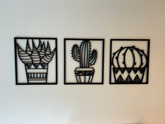 Framed cactus trio-cactus wall art