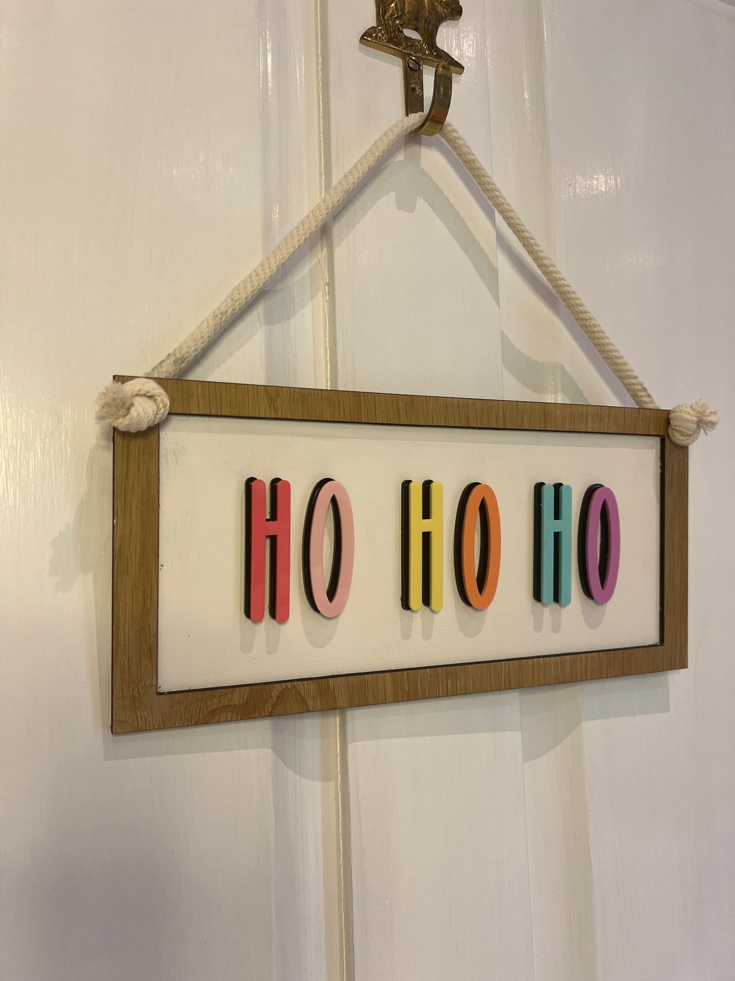 Colourful Ho Ho Ho  hanging Christmas sign