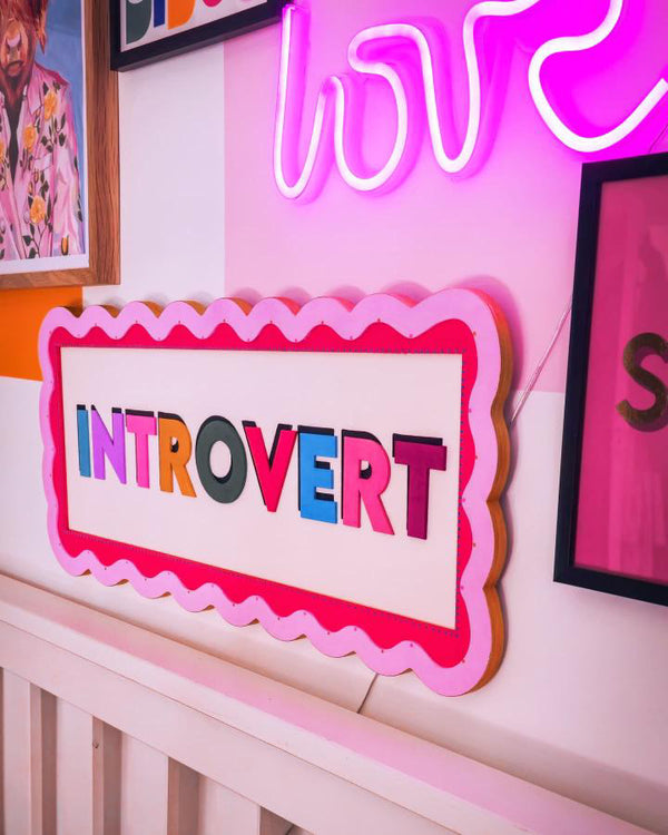 Introvert wall sign-Funky Wall sign-bright coloured sign – BertieandFlo