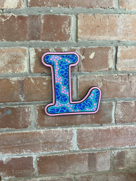 colourful Hand painted abstract 'L'  Sign
