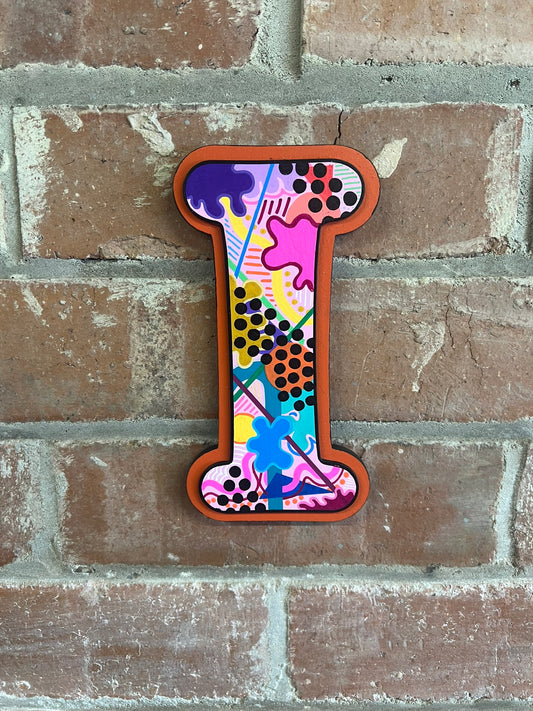 colourful Hand painted abstract pop art style  'I' Sign