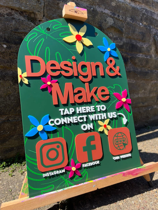 LARGE SIZE - Tap to connect social media sign